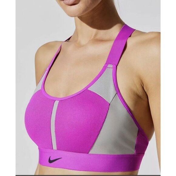 Nike M Swoosh City Ready Women's Medium-Support Sports Bra pink grey NWT - Picture 1 of 11